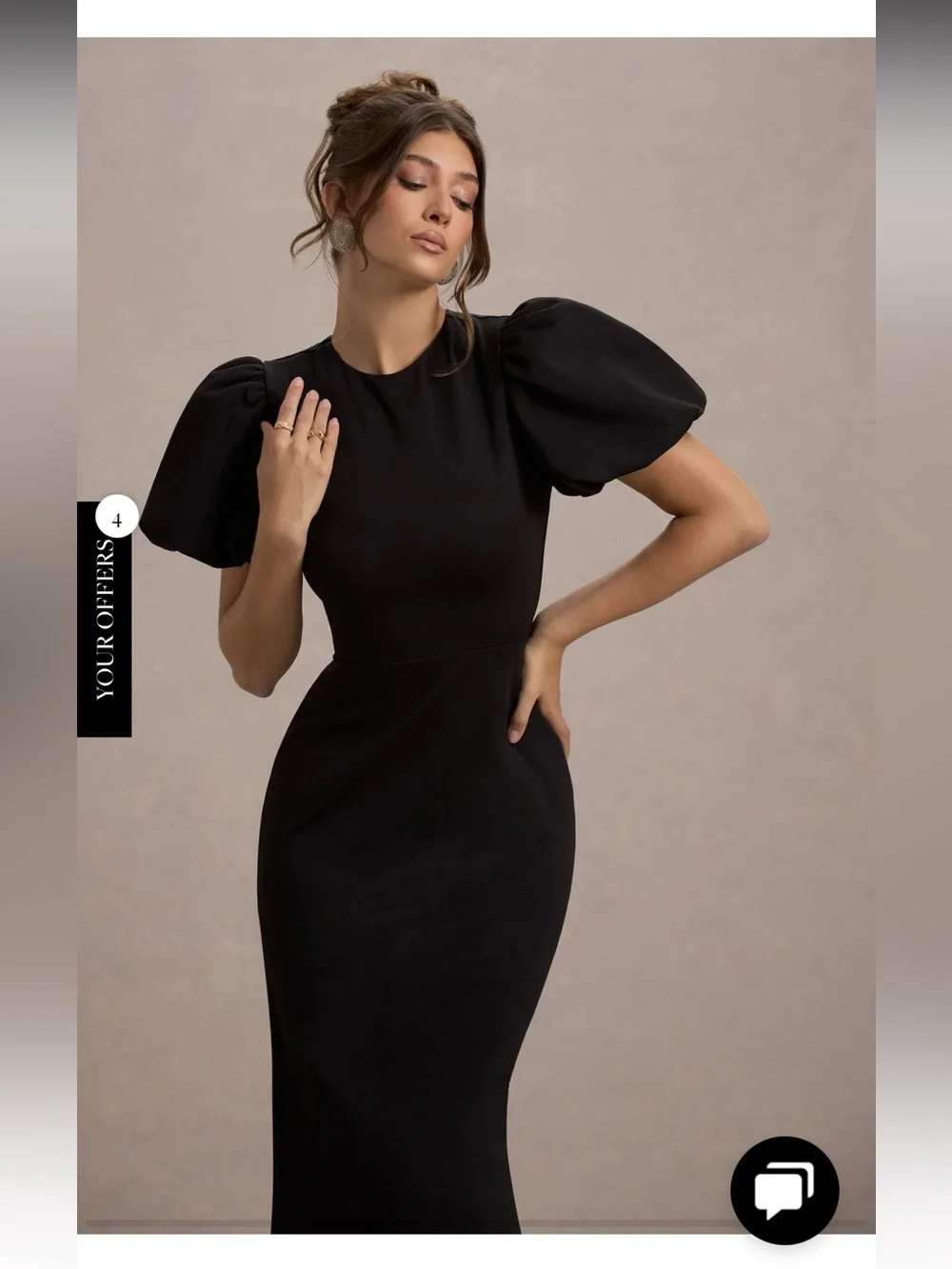Club L London • LOVE LETTERS Black Puff-Sleeve Maxi Dress - Picture 4 of 8